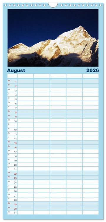 Produktbild: Familienplaner 2026 - Himalaya - Tr&auml;ume mit 5 Spalten (Wandkalender, 21 x 45 cm) CALVENDO