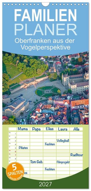 Produktbild: Familienplaner 2027 - Oberfranken aus der Vogelperspektive mit 5 Spalten (Wandkalender, 21 x 45 cm) CALVENDO