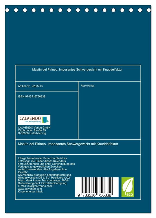Produktbild: Mast&iacute;n del Pirineo. Imposantes Schwergewicht mit Knuddelfaktor (Tischkalender 2027 DIN A5 hoch), CALVENDO Monatskalender