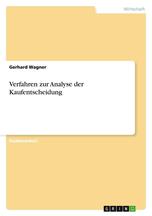 Produktbild: Verfahren zur Analyse der Kaufentscheidung