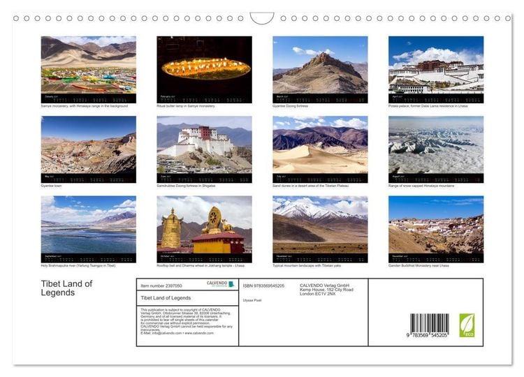 Produktbild: Tibet Land of Legends (Wall Calendar 2027 DIN A3 landscape), CALVENDO 12 Month Wall Calendar