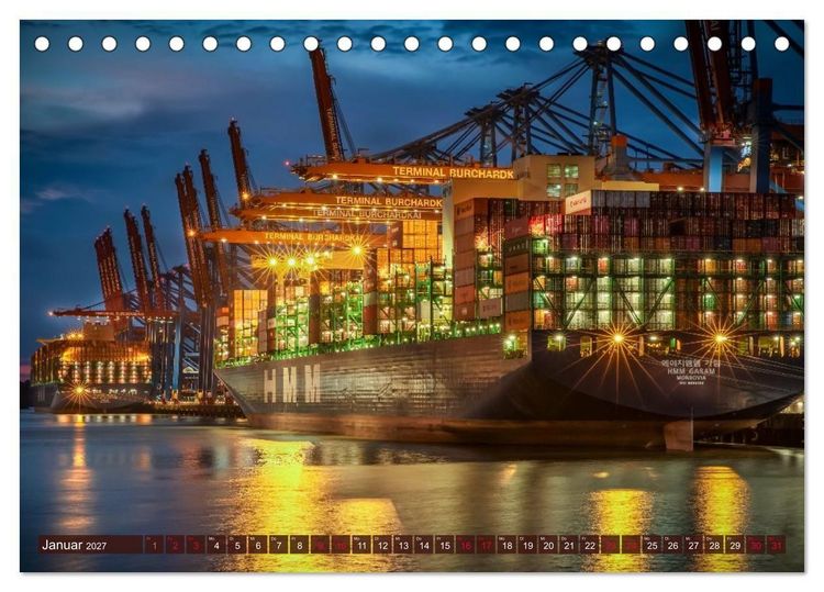 Produktbild: Magic Nights Containerschiffe (Tischkalender 2027 DIN A5 quer), CALVENDO Monatskalender