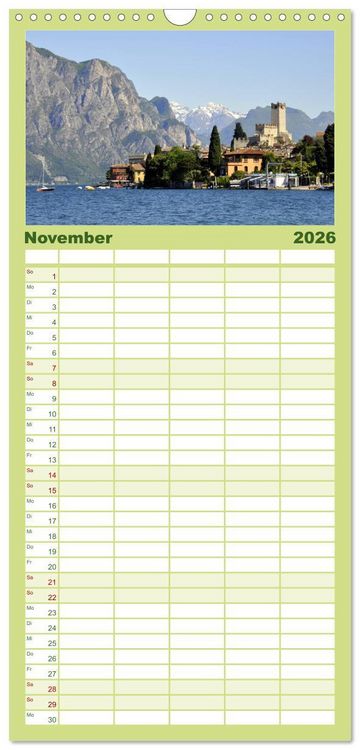 Produktbild: Familienplaner 2026 - Impressionen vom Gardasee mit 5 Spalten (Wandkalender, 21 x 45 cm) CALVENDO