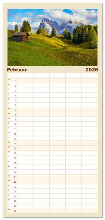 Produktbild: Familienplaner 2026 - S&uuml;dtirol Impressionen mit 5 Spalten (Wandkalender, 21 x 45 cm) CALVENDO