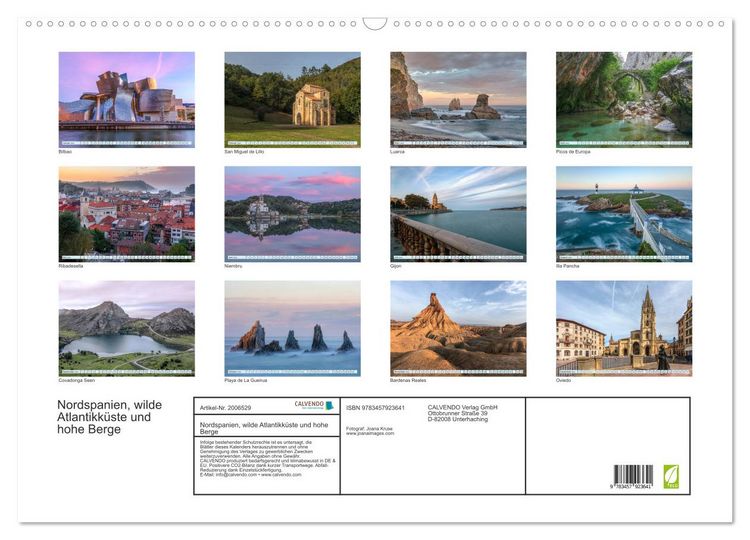 Produktbild: Nordspanien, wilde Atlantikk&uuml;ste und hohe Berge (Wandkalender 2026 DIN A2 quer), CALVENDO Monatskalender