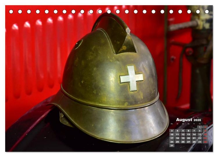 Produktbild: Historische Feuerwehrhelme (Tischkalender 2026 DIN A5 quer), CALVENDO Monatskalender