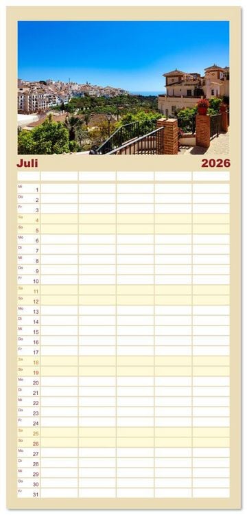 Produktbild: Familienplaner 2026 - Andaluc&iacute;a - Buenos D&iacute;as mit 5 Spalten (Wandkalender, 21 x 45 cm) CALVENDO