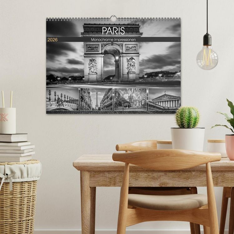 Produktbild: PARIS Monochrome Impressionen (Wandkalender 2026 DIN A3 quer), CALVENDO Monatskalender