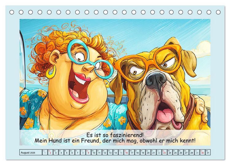 Produktbild: Frauchen und Hund. Witzige Cartoons vom t&auml;glichen Chaos (Tischkalender 2026 DIN A5 quer), CALVENDO Monatskalender