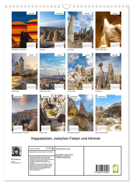 Produktbild: Kappadokien, zwischen Felsen und Himmel (Wandkalender 2026 DIN A3 hoch), CALVENDO Monatskalender