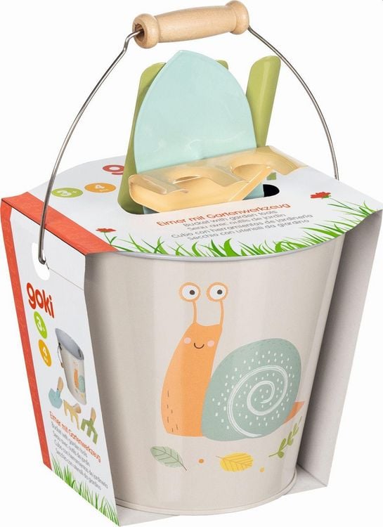 Produktbild: Eimer mit Gartenwerkzeug, Motiv Schnecke