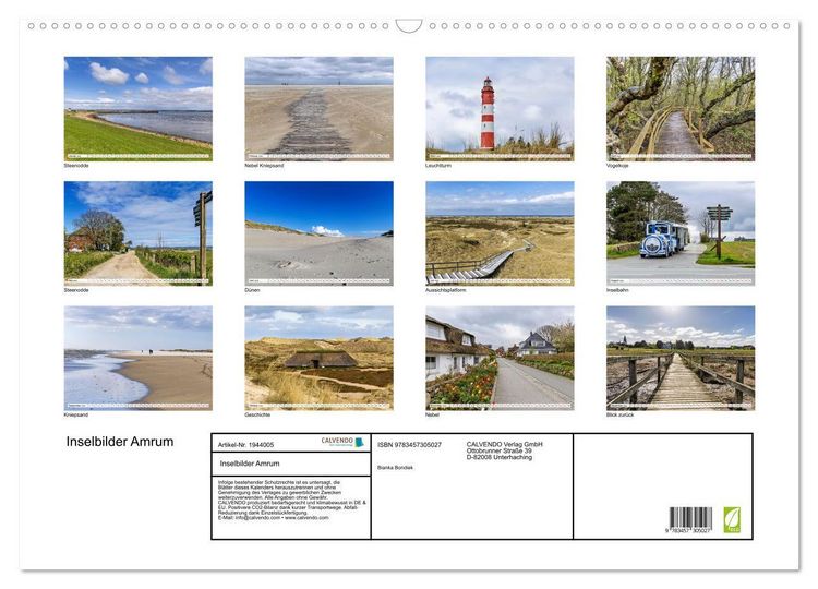 Produktbild: Inselbilder Amrum (Wandkalender 2026 DIN A2 quer), CALVENDO Monatskalender