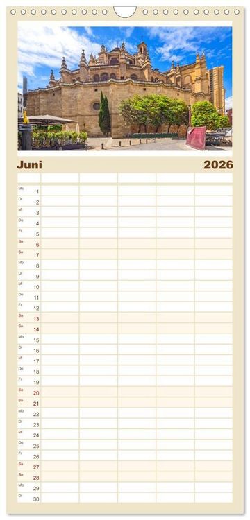 Produktbild: Familienplaner 2026 - Ein Herz f&uuml;r Granada mit 5 Spalten (Wandkalender, 21 x 45 cm) CALVENDO