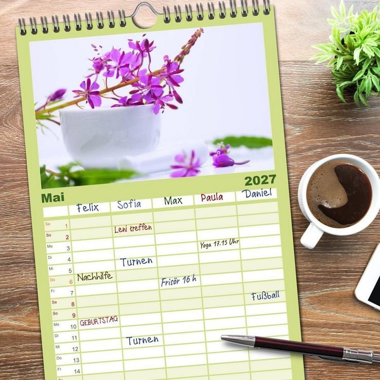 Produktbild: Familienplaner 2027 - Helfende Kr&auml;uter aus dem Garten mit 5 Spalten (Wandkalender, 21 x 45 cm) CALVENDO