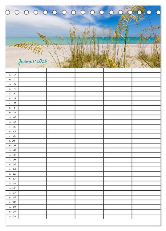 Produktbild: Idyllisches Florida / Familienplaner (Tischkalender 2026 DIN A5 hoch), CALVENDO Monatskalender