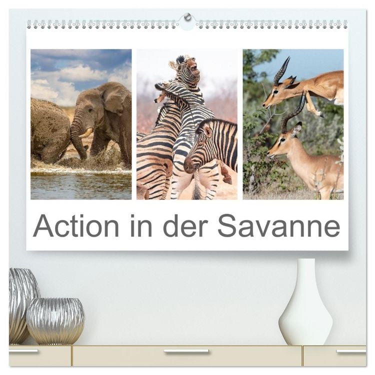 Produktbild: Action in der Savanne (hochwertiger Premium Wandkalender 2026 DIN A2 quer), Kunstdruck in Hochglanz