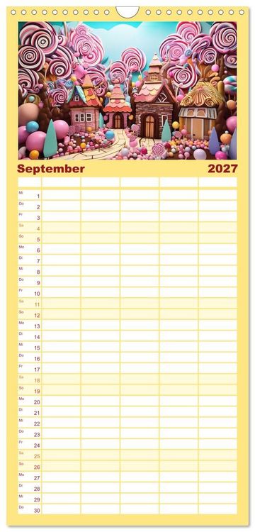 Produktbild: Familienplaner 2027 - Zuckertr&auml;ume im Candyland mit 5 Spalten (Wandkalender, 21 x 45 cm) CALVENDO