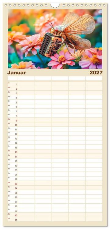 Produktbild: Familienplaner 2027 - Konzert der Natur - Insekten spielen Musikinstrumente mit 5 Spalten (Wandkalender, 21 x 45 cm) CALVENDO