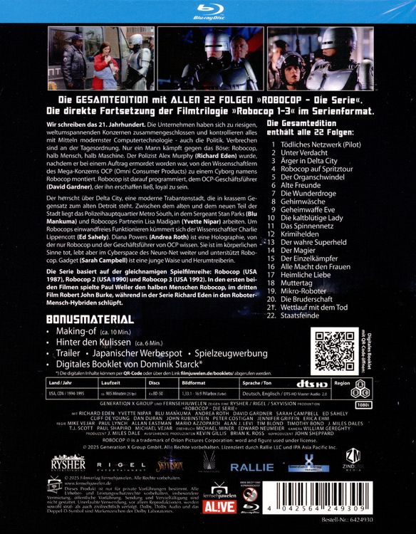 Produktbild: Robocop - Die komplette Serie (Alle 22 Folgen / Gesamtedition) [4 BRs]