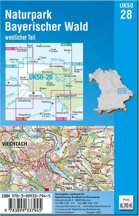 Produktbild: UK50-28 Naturpark Bayerischer Wald - westlicher Teil 1:50 000 (UK50-28)