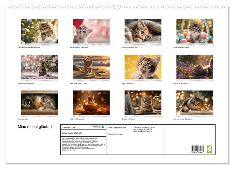 Produktbild: Miau macht gl&uuml;cklich (Wandkalender 2027 DIN A2 quer), CALVENDO Monatskalender