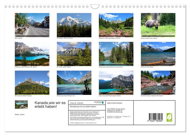 Produktbild: Kanada,wie wir es erlebt haben! (Wandkalender 2026 DIN A3 quer), CALVENDO Monatskalender