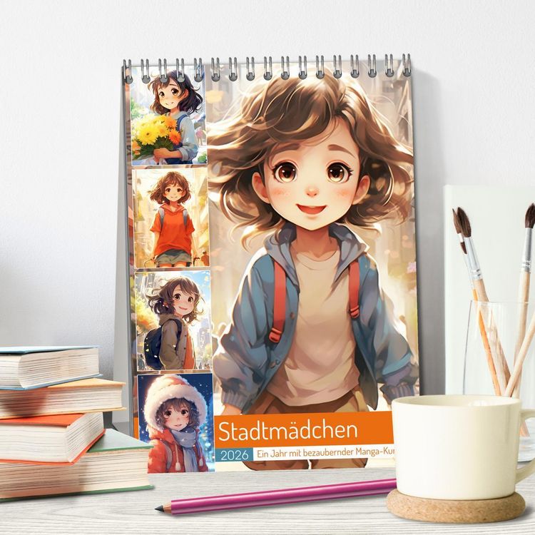 Produktbild: Stadtm&auml;dchen. Ein Jahr mit bezaubernder Manga-Kunst (Tischkalender 2026 DIN A5 hoch), CALVENDO Monatskalender