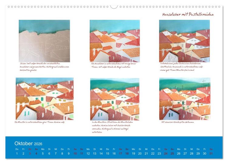 Produktbild: Mal einfach mit ! 12 ausf&uuml;hrliche Schritt f&uuml;r Schritt Anleitungen (hochwertiger Premium Wandkalender 2026 DIN A2 quer), Kunstdruck in Hochglanz