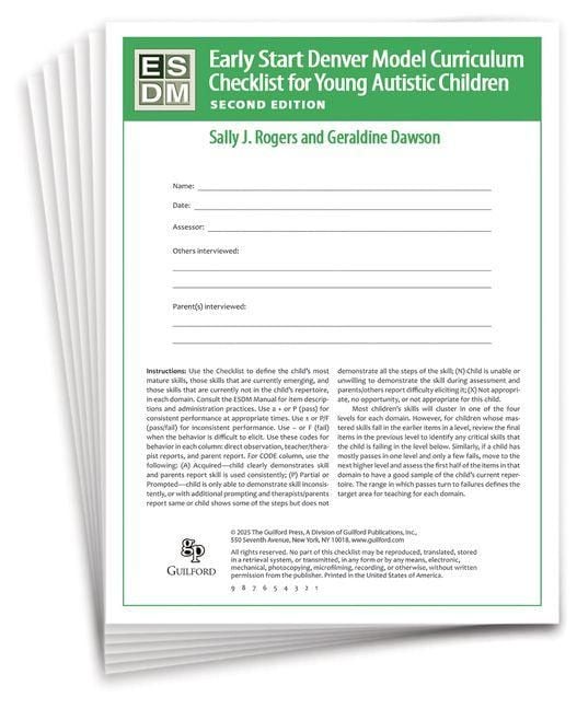 Produktbild: Early Start Denver Model Curriculum Checklist for Infants and Young Autistic Children, Second Edition, Set of 15 Checklists, Each a 16-Page Two-Color Booklet