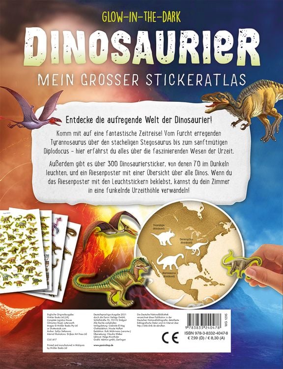 Produktbild: Glow-in-the-Dark Dinosaurier: Mein gro&szlig;er Stickeratlas