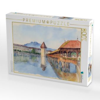 Produktbild: CALVENDO Puzzle Kapellbr&uuml;cke am Vierwaldst&auml;tter See | 1000 Teile Lege-Gr&ouml;&szlig;e 64x48cm Foto-Puzzle f&uuml;r gl&uuml;ckliche Stunden