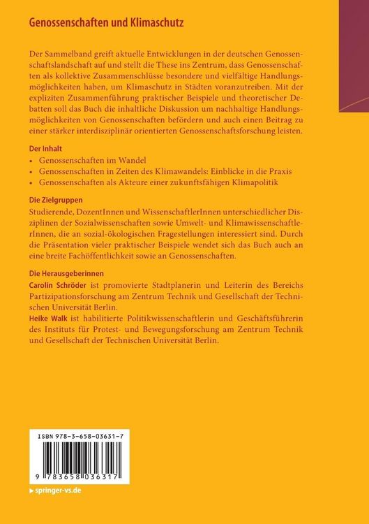 Produktbild: Genossenschaften und Klimaschutz