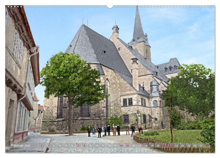 Produktbild: Aschersleben zur Kaiserzeit in Farbe &ndash; Kolorierte Schwarzwei&szlig;fotografien (hochwertiger Premium Wandkalender 2026 DIN A2 quer), Kunstdruck in Hochglanz