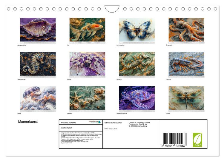 Produktbild: Mamorkunst (Wandkalender 2026 DIN A4 quer), CALVENDO Monatskalender