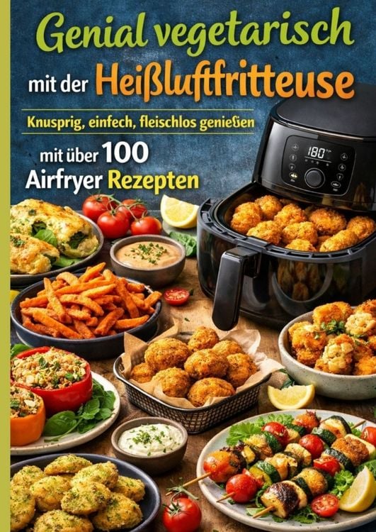 Produktbild: Genial vegetarisch mit der Hei&szlig;luftfritteuse - Knusprig, einfach, fleischlos genie&szlig;en mit &uuml;ber 100 Airfryer Rezepten