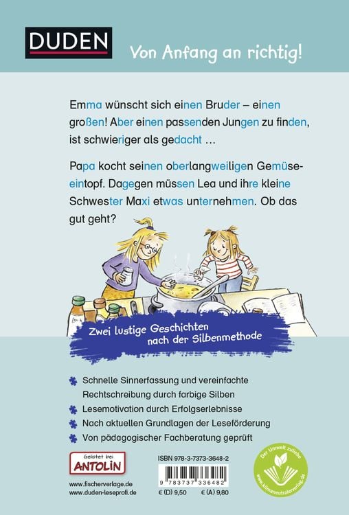 Produktbild: Duden Leseprofi &ndash; Silbe f&uuml;r Silbe: Silbengeschichten f&uuml;r clevere Geschwister, 1. Klasse