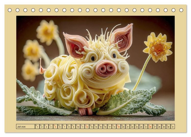 Produktbild: Auf dem Nudelhof. Spaghetti-Tiere zum Schmunzeln (Tischkalender 2026 DIN A5 quer), CALVENDO Monatskalender