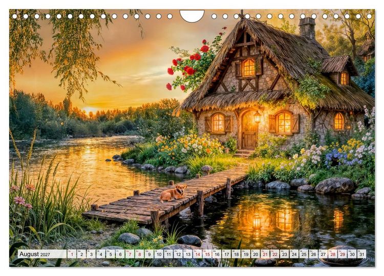 Produktbild: M&auml;rchenhafte Cottages - Waldzauber und versteckte Tiere entdecken! (Wandkalender 2027 DIN A4 quer), CALVENDO Monatskalender