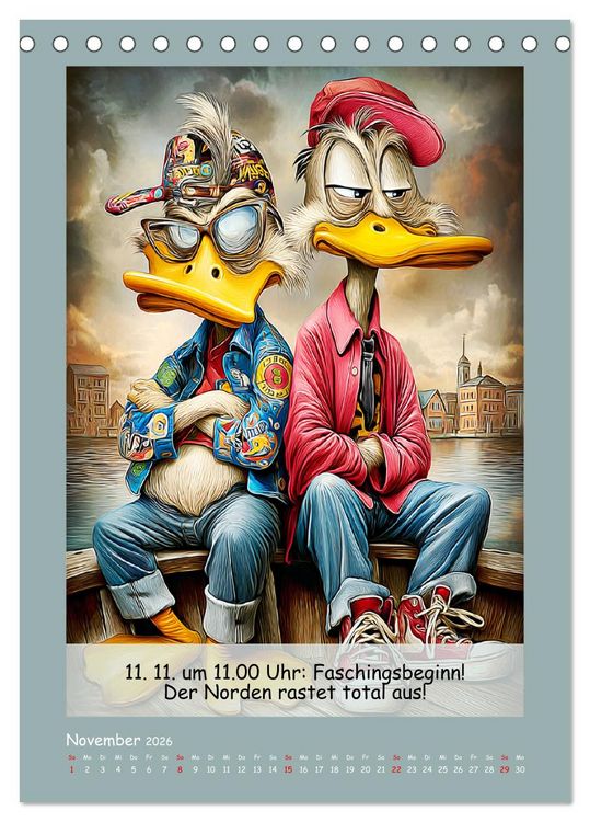 Produktbild: Echte Fieslinge. Gefiederklan im &Uuml;berlebensmodus (Tischkalender 2026 DIN A5 hoch), CALVENDO Monatskalender