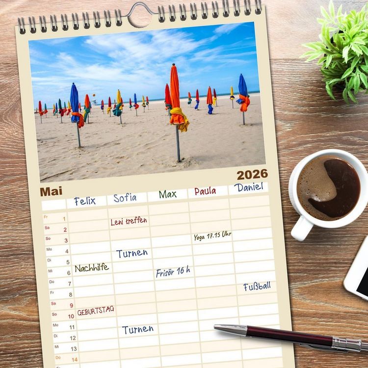Produktbild: Familienplaner 2026 - Normandie - Frankreichs wundersch&ouml;ner Norden mit 5 Spalten (Wandkalender, 21 x 45 cm) CALVENDO