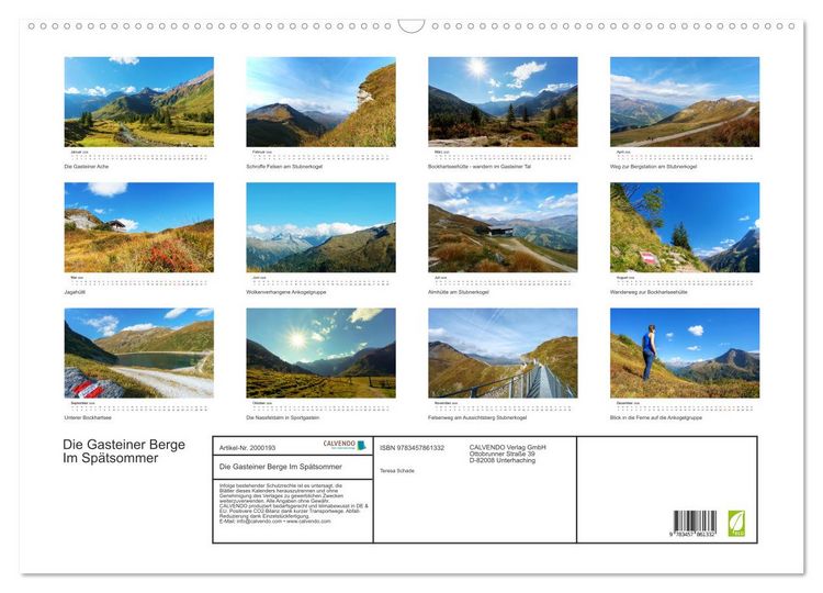 Produktbild: Die Gasteiner Berge Im Sp&auml;tsommer (Wandkalender 2026 DIN A2 quer), CALVENDO Monatskalender