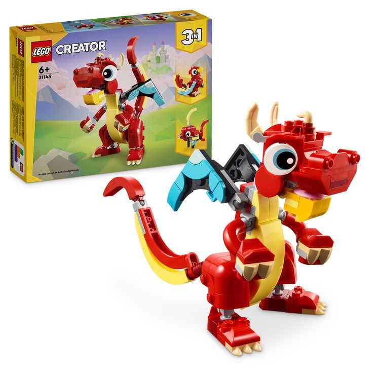 Produktbild: LEGO Creator 3in1 31145 Roter Drache Spielzeug mit Fisch und Ph&ouml;nix
