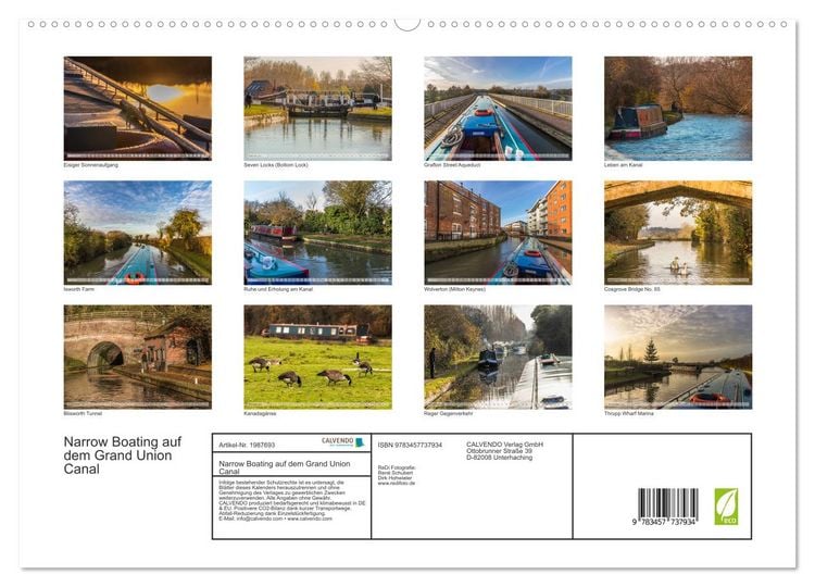 Produktbild: Narrow Boating auf dem Grand Union Canal (hochwertiger Premium Wandkalender 2026 DIN A2 quer), Kunstdruck in Hochglanz