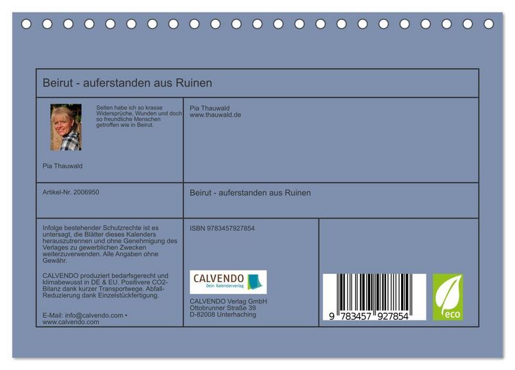 Produktbild: Beirut - auferstanden aus Ruinen (Tischkalender 2026 DIN A5 quer), CALVENDO Monatskalender