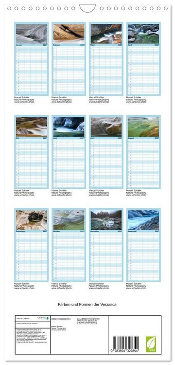 Produktbild: Familienplaner 2027 - Farben und Formen der Verzasca mit 5 Spalten (Wandkalender, 21 x 45 cm) CALVENDO
