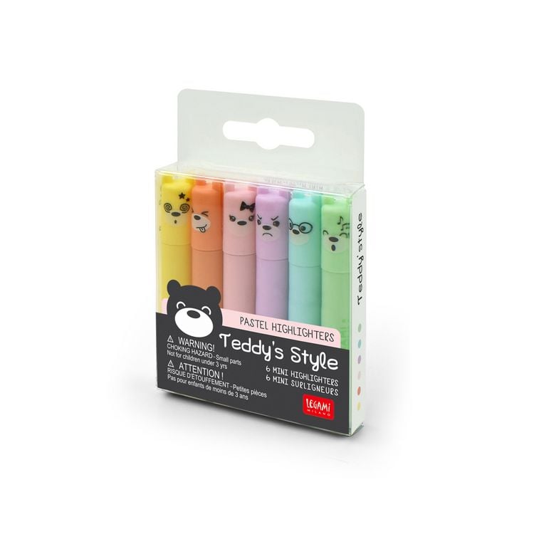 Produktbild: Legami Set mit 6 Mini-Textmarkern - Teddy's Style - Teddyb&auml;r