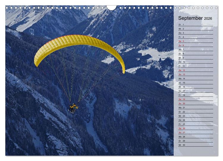 Produktbild: Gleitschirmfliegen in den Tuxer Alpen (Wandkalender 2026 DIN A3 quer), CALVENDO Monatskalender