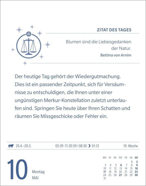 Produktbild: Waage Sternzeichenkalender 2027 - Tagesabrei&szlig;kalender - Ihr Horoskop f&uuml;r jeden Tag