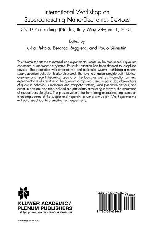 Produktbild: International Workshop on Superconducting Nano-Electronics Devices