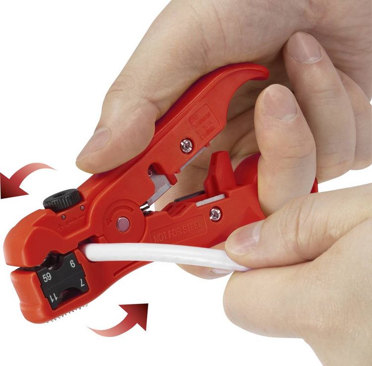 Produktbild: TOOLCRAFT TO-6609318 HSK-4132 Abisolierzange Geeignet f&uuml;r Koaxialkabel, Rundkabel